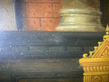 Vlaamse school, navolger van Joos van Cleve (ca. 1485-1540), olie op paneel, 16/17e eeuw: Hi&euml;ronymus in zijn studiekamer